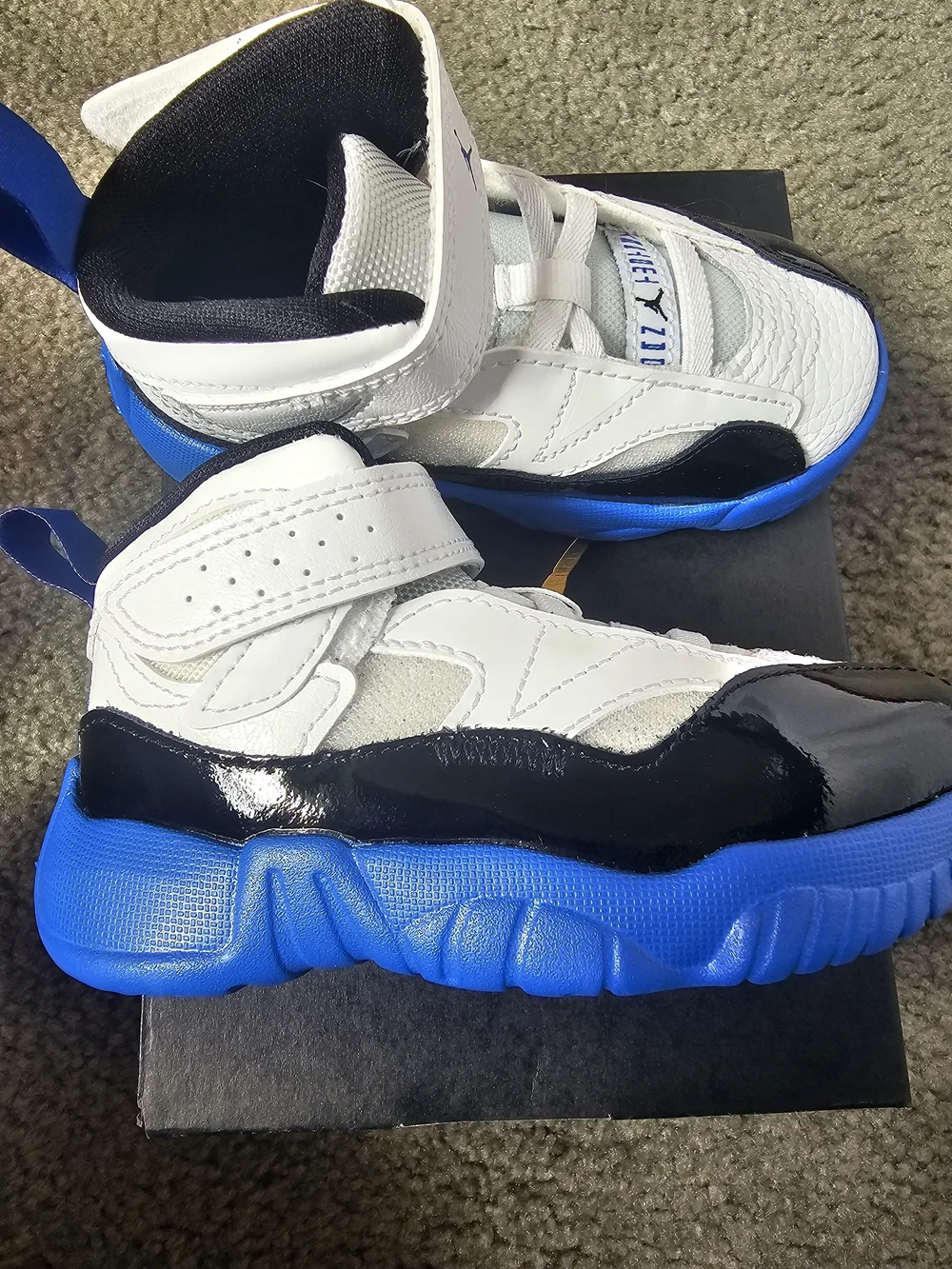 Jordan Kids' White & Blue Basketball Shoes